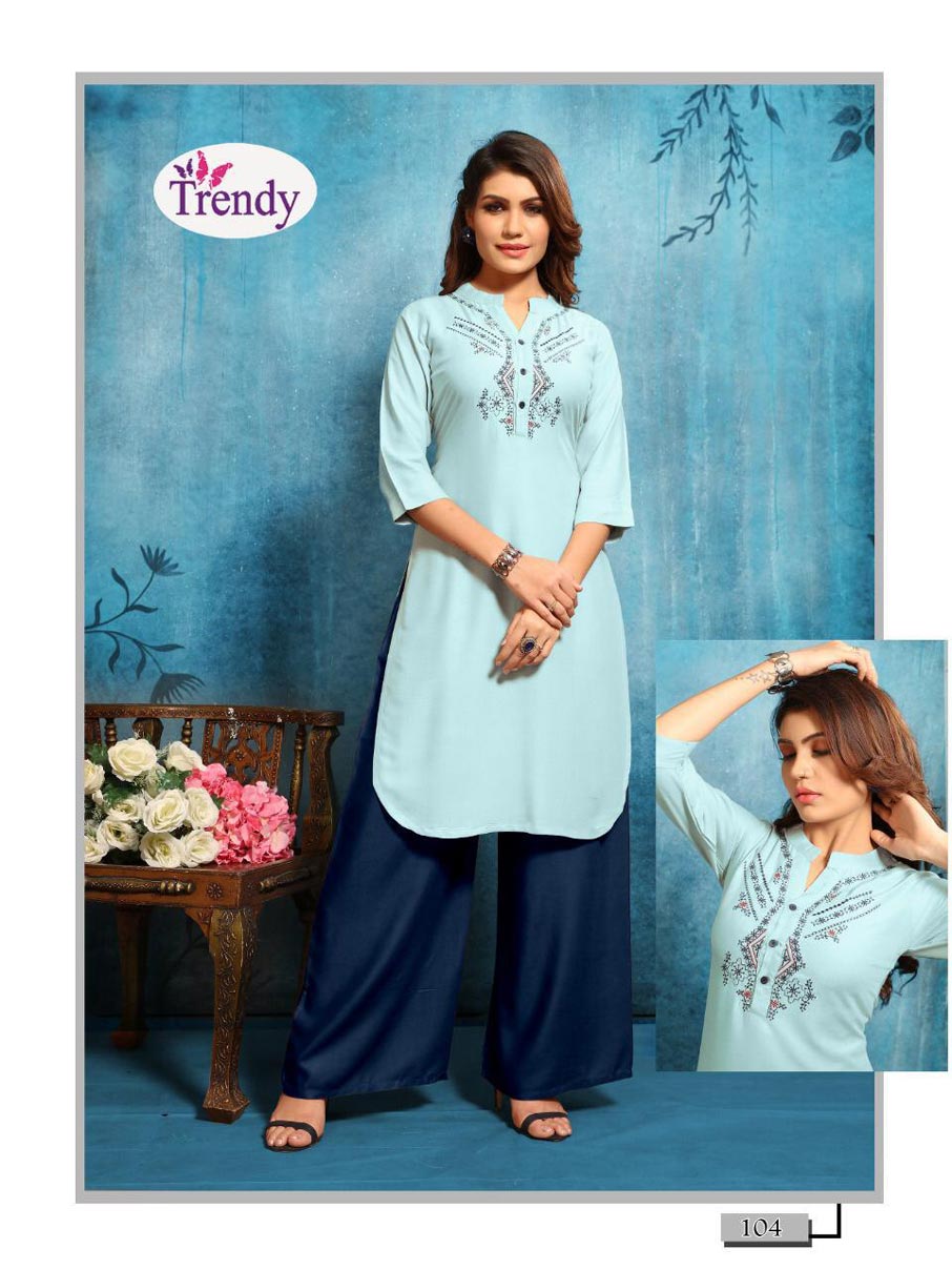 Queen Vol-1 Trendy Design Rayon Palazzo Slit Kurti Queen Vol-1 Trendy Design Rayon Palazzo Slit Kurti